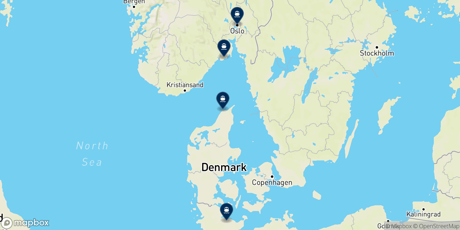 Mapa de los destinos Color Line