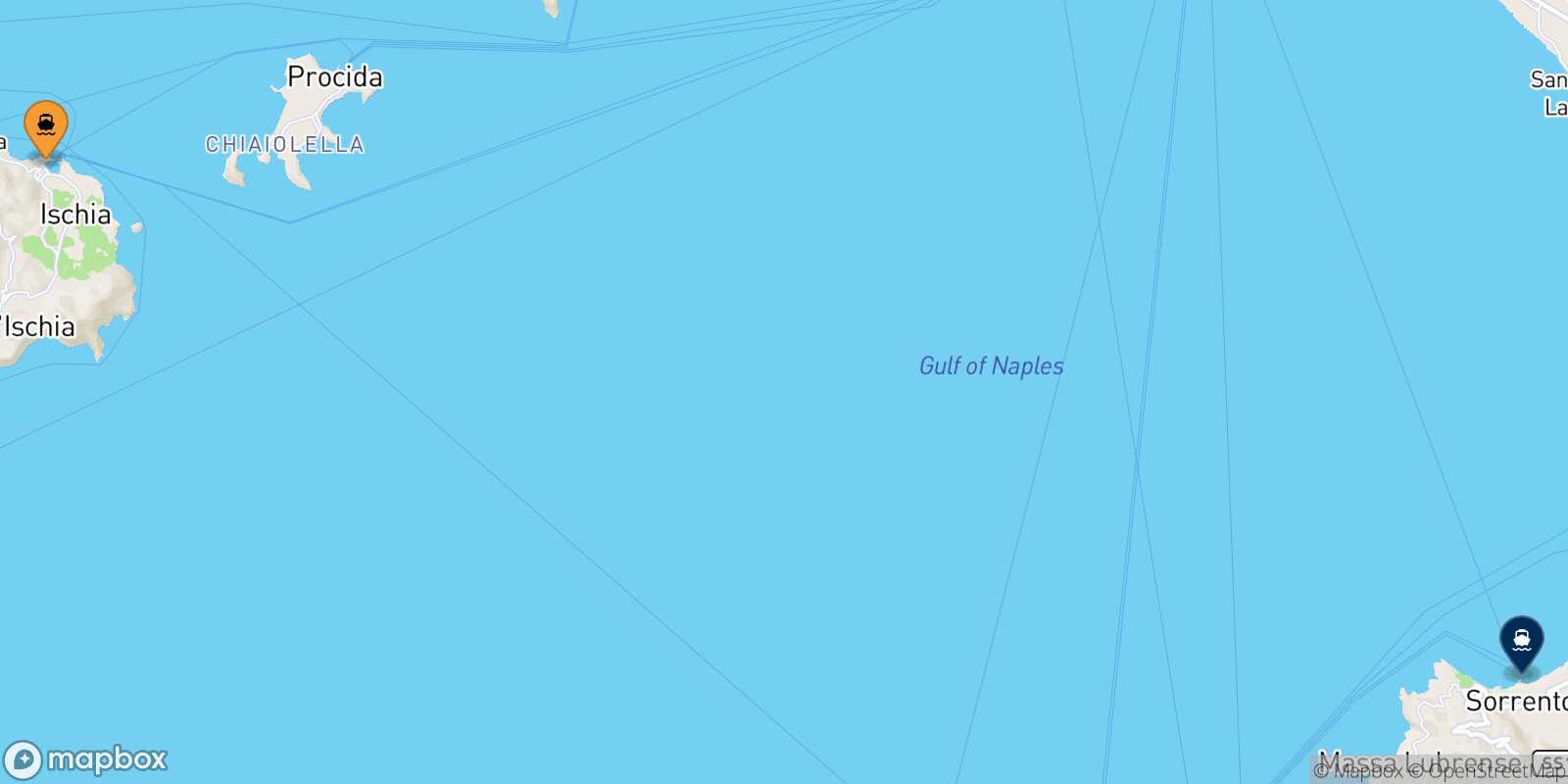 Mapa de la ruta Ischia Sorrento