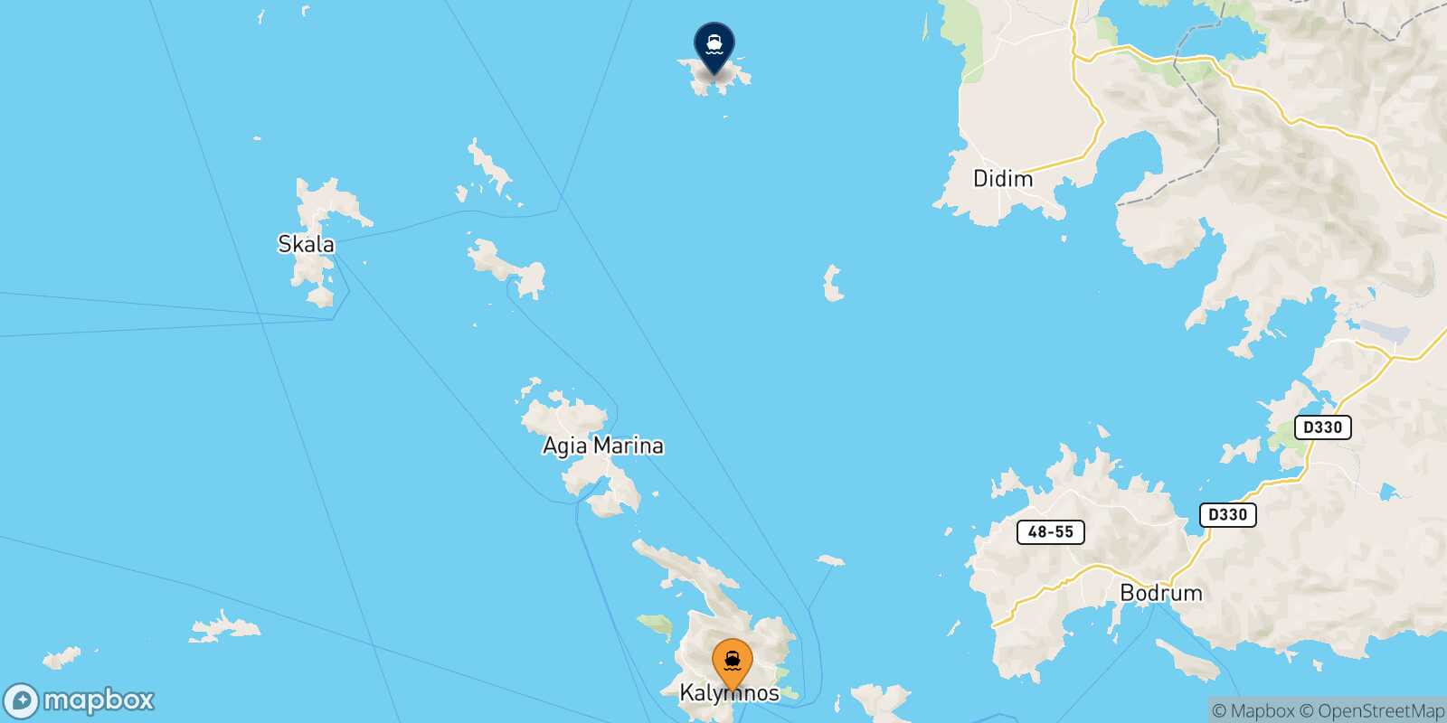 Mapa de la ruta Kalymnos Agathonisi