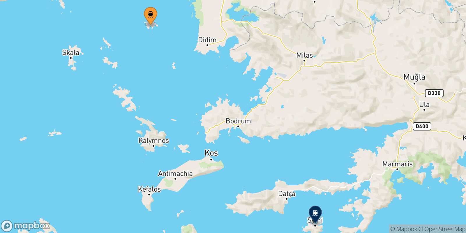 Mapa de la ruta Agathonisi Symi