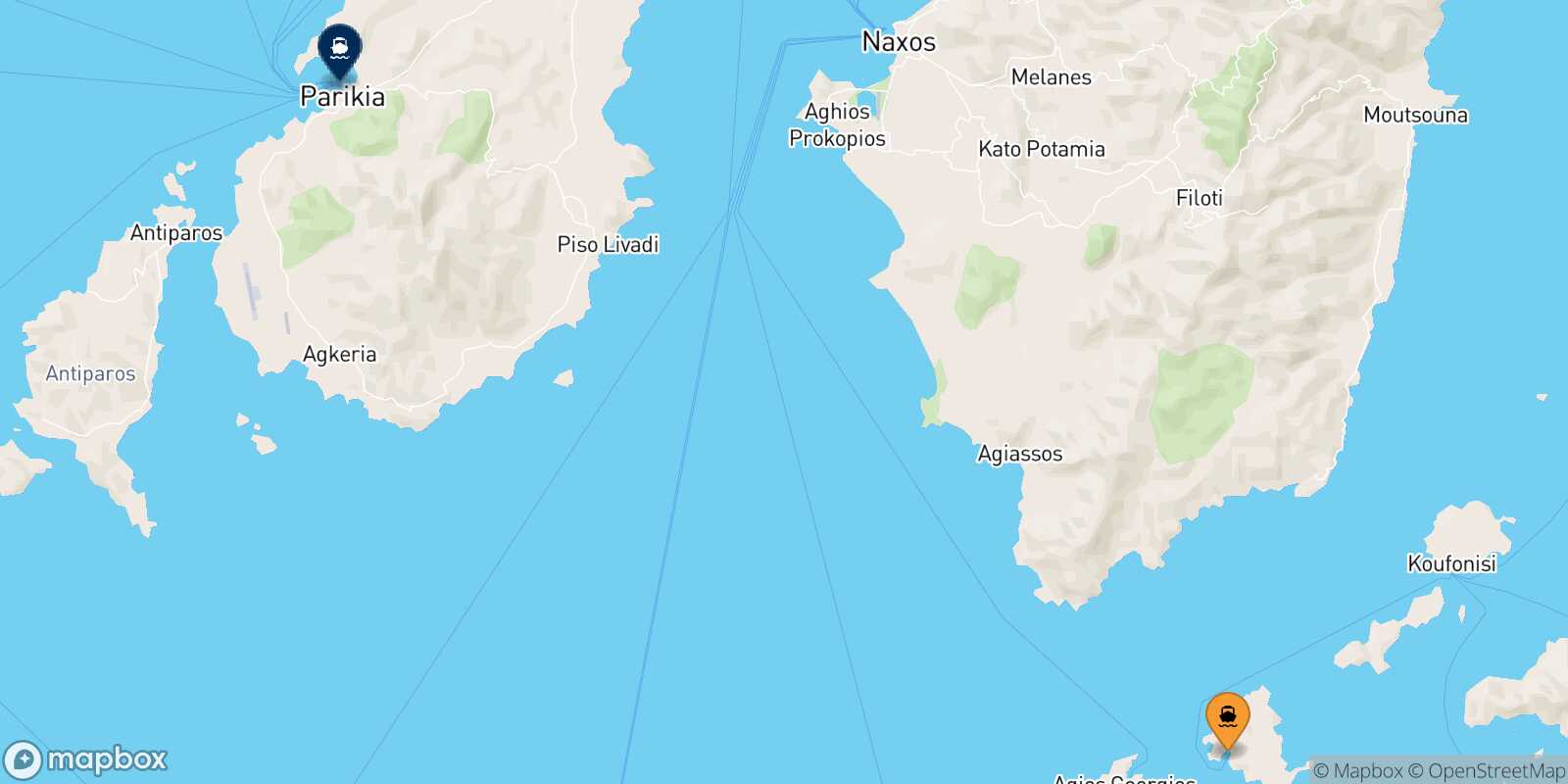 Mapa de la ruta Schinoussa Paros