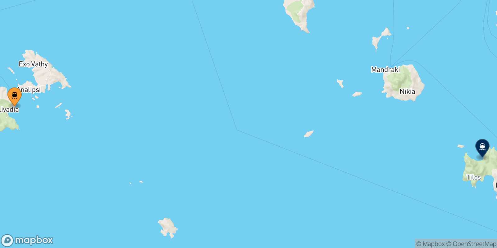 Mapa de la ruta Astipalea Tilos