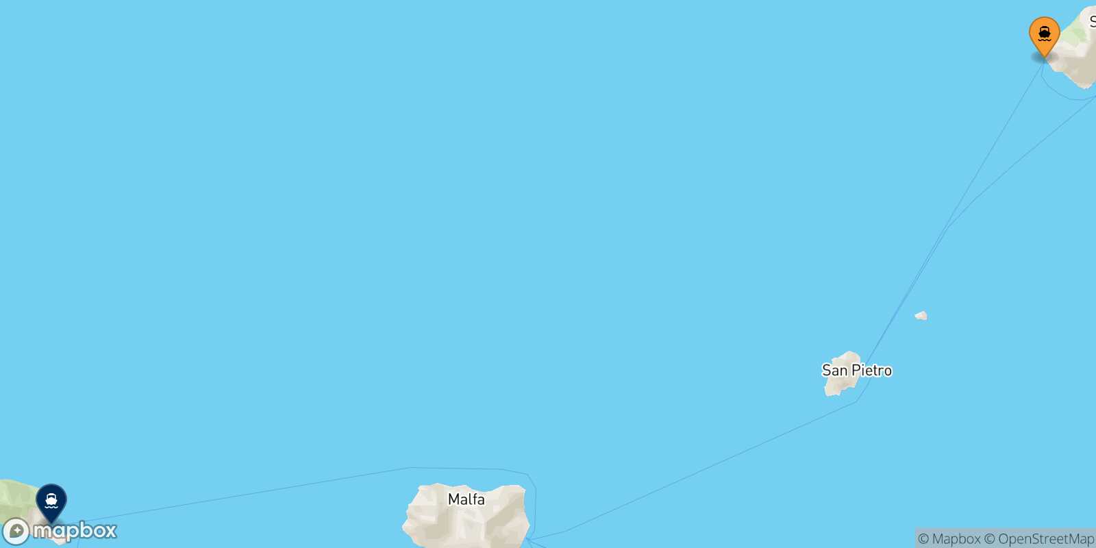 Mapa de la ruta Ginostra (Stromboli) Filicudi