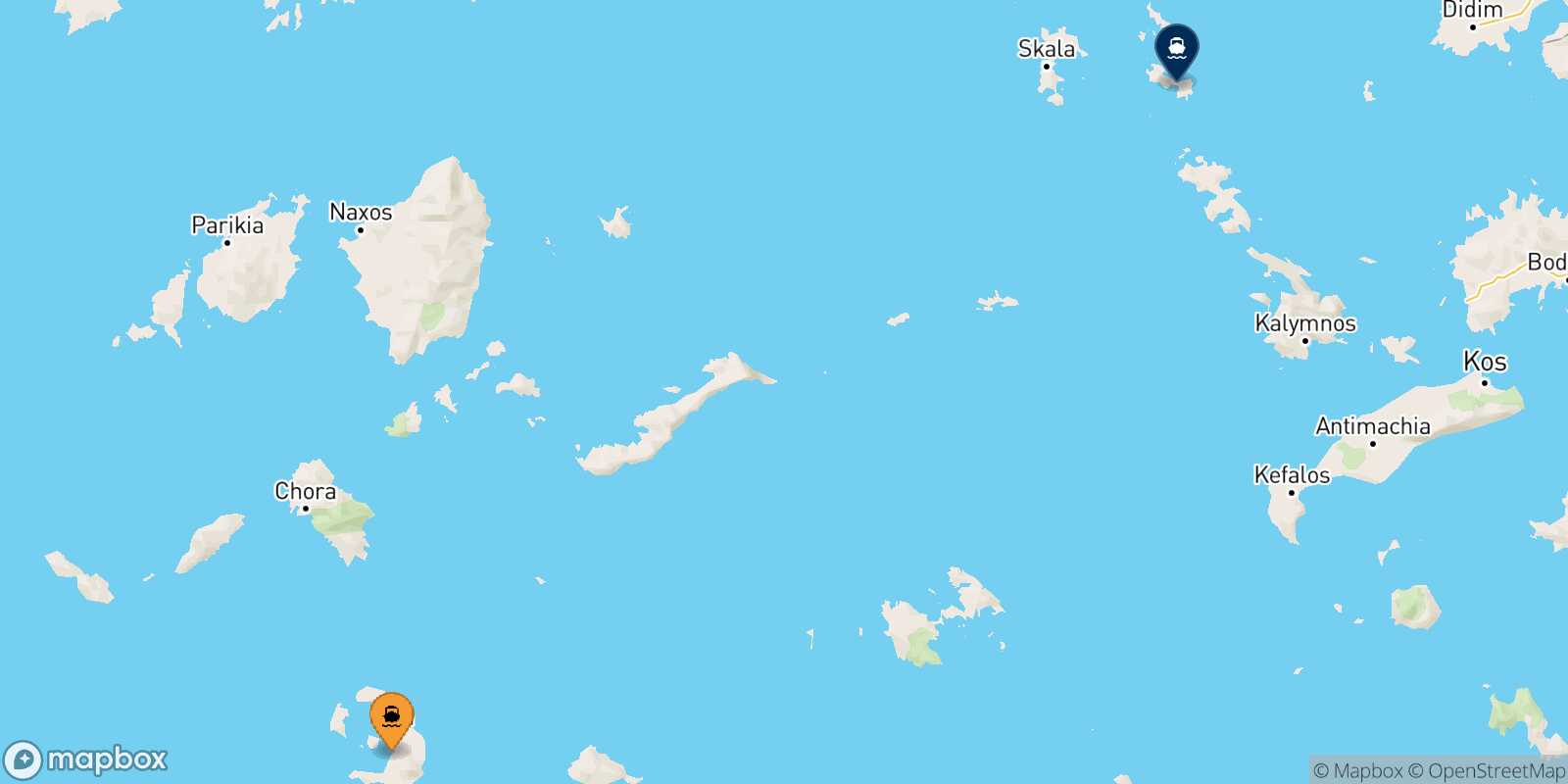 Mapa de la ruta Santorini Lipsi
