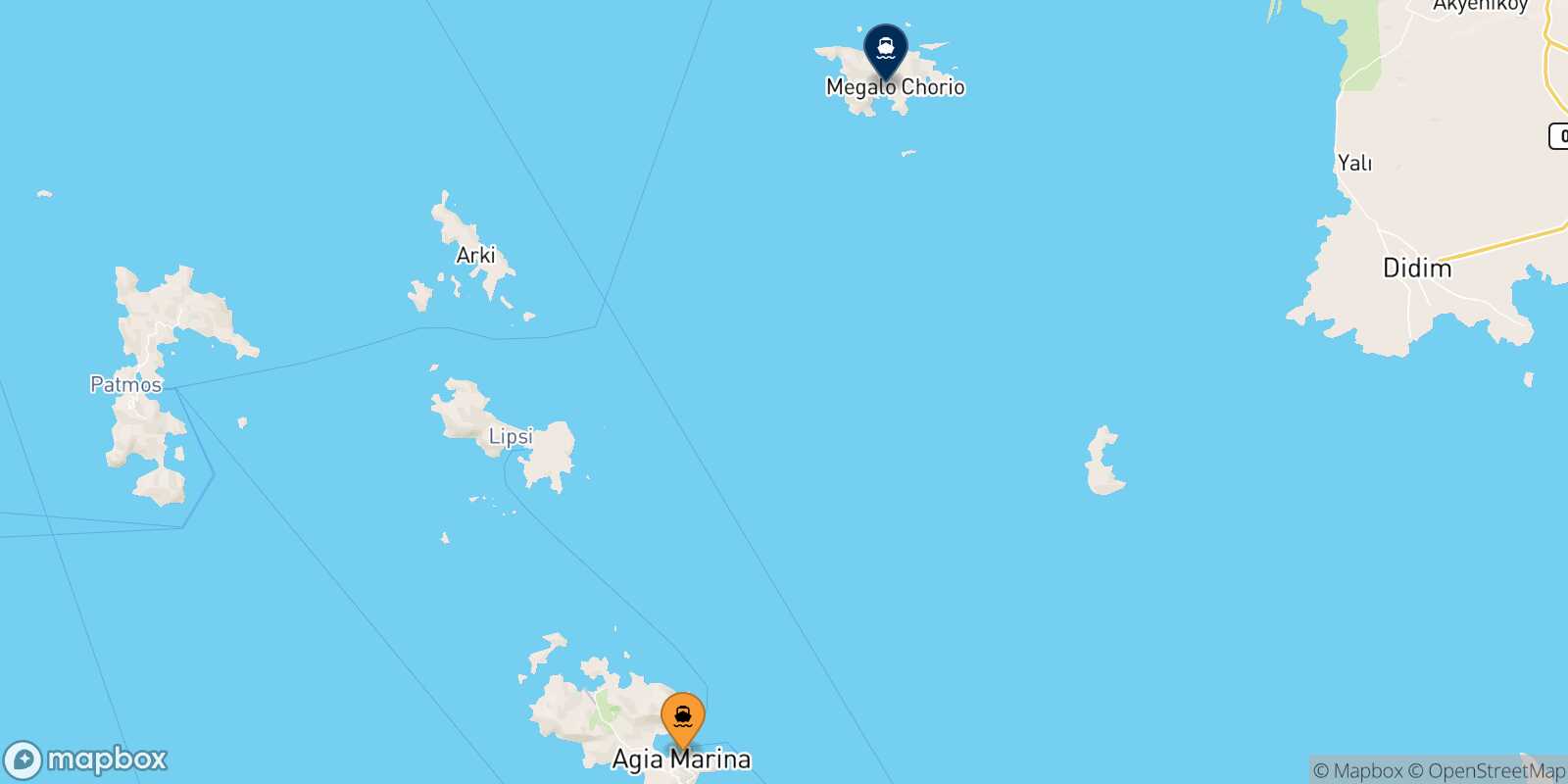 Mapa de la ruta Agia Marina (Leros) Agathonisi