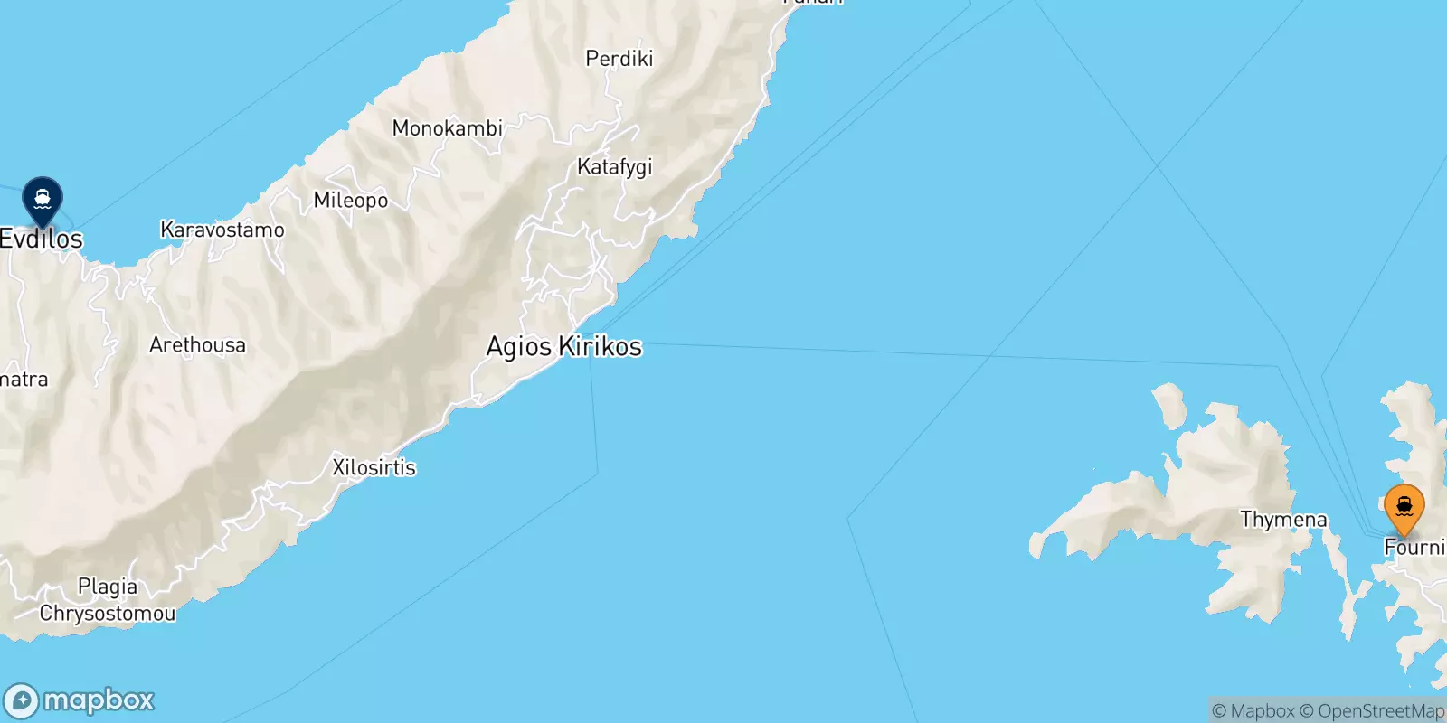 Ferries de Fourni a Agios Kirikos (Ikaria)