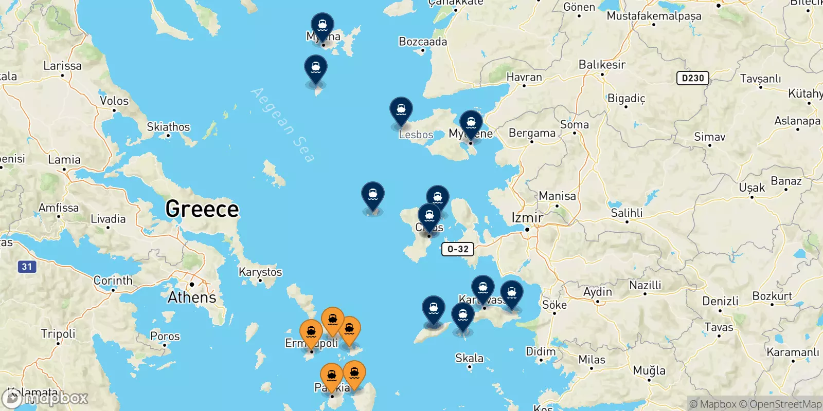 Ferries de Las Cicladas a Islas Del Egeo