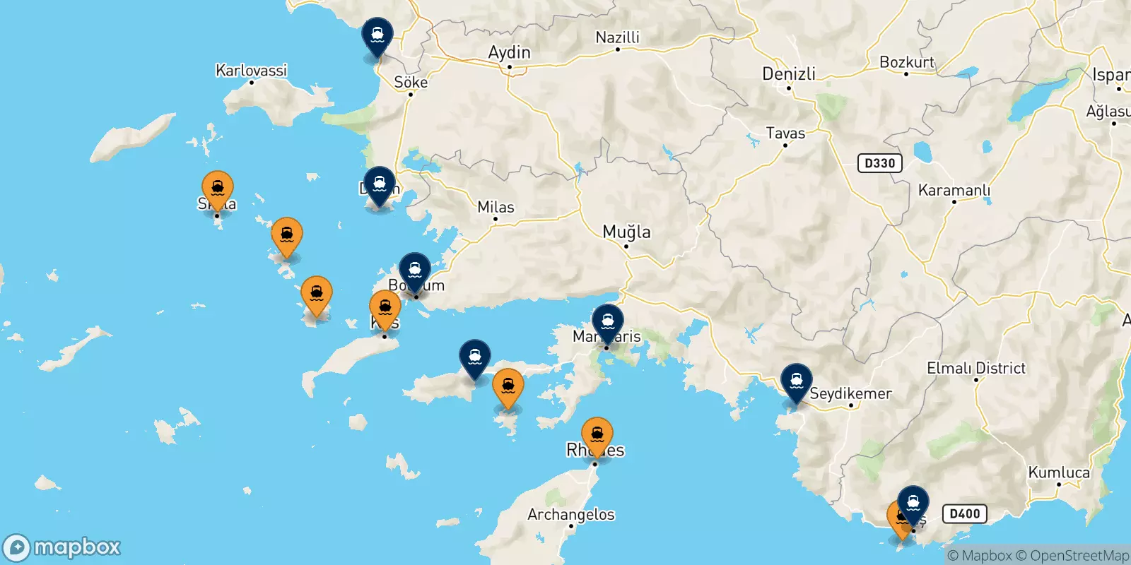 Ferries de Dodecaneso a Turquía