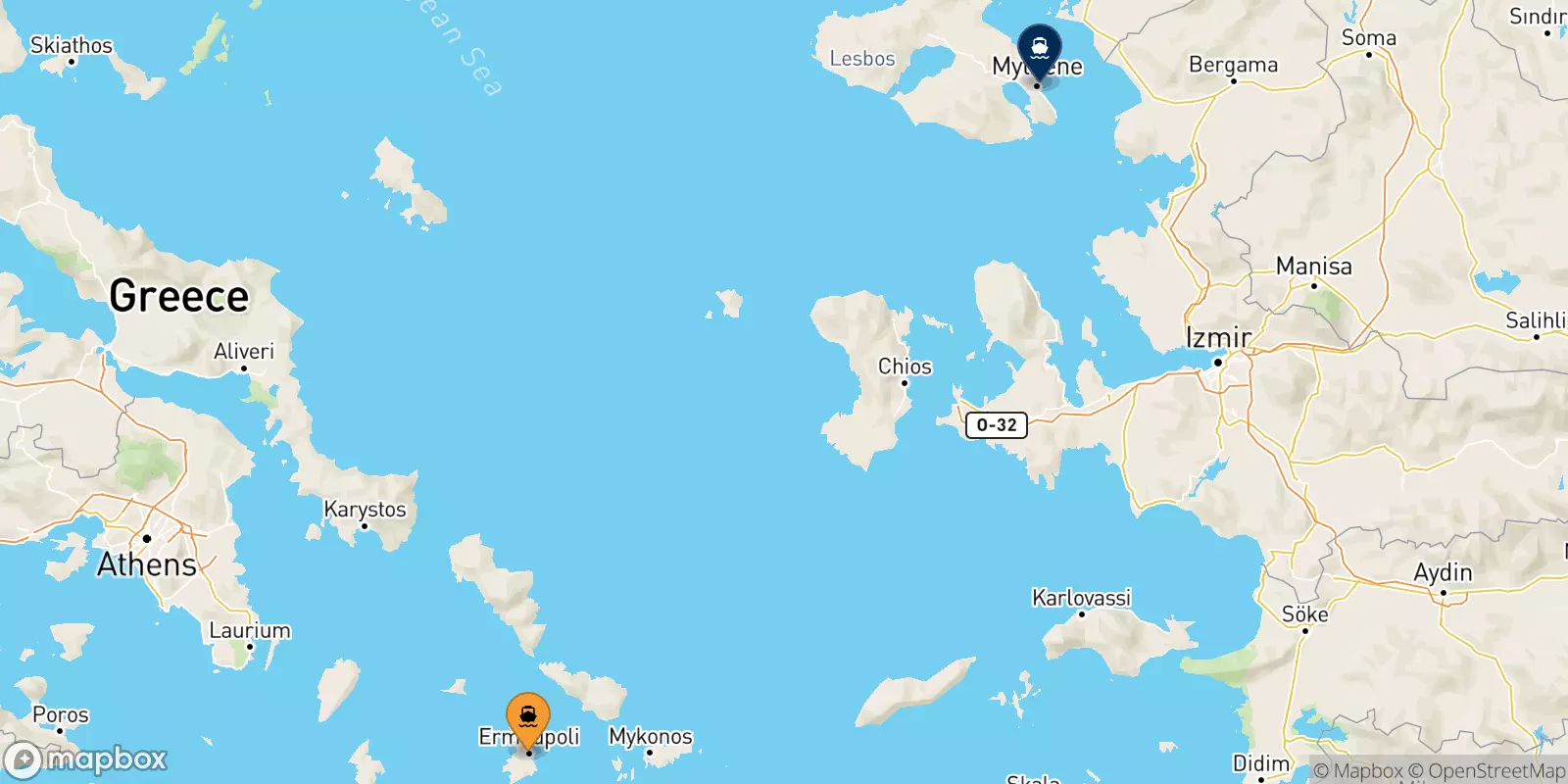 Ferries de Syros a Mytilene (Lesvos)