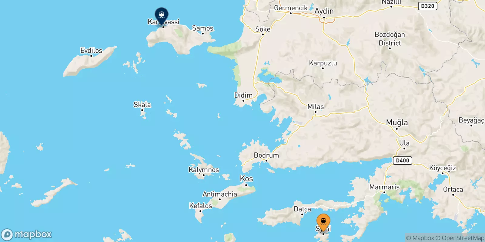 Ferries de Symi a Pythagorio (Samos)