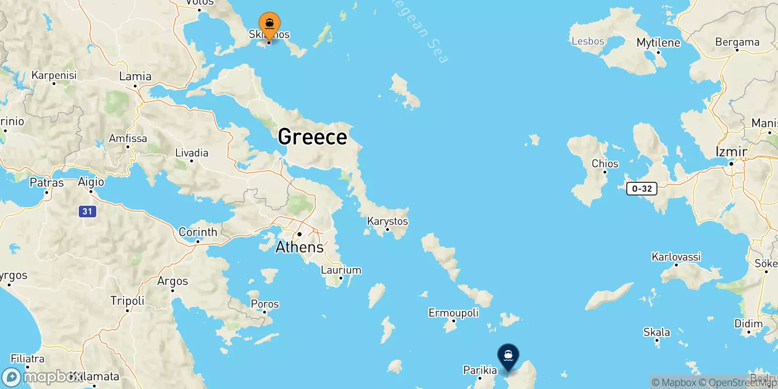 Ferries de Islas Espóradas a Naxos