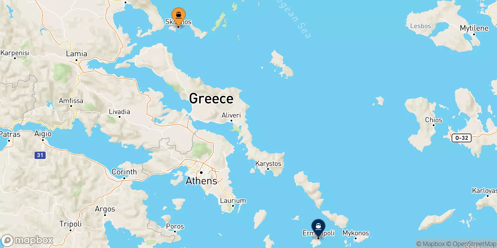 Ferries de Skiathos a Syros