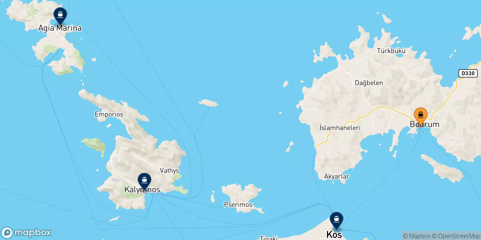 Ferries de Turgutreis a Dodecaneso