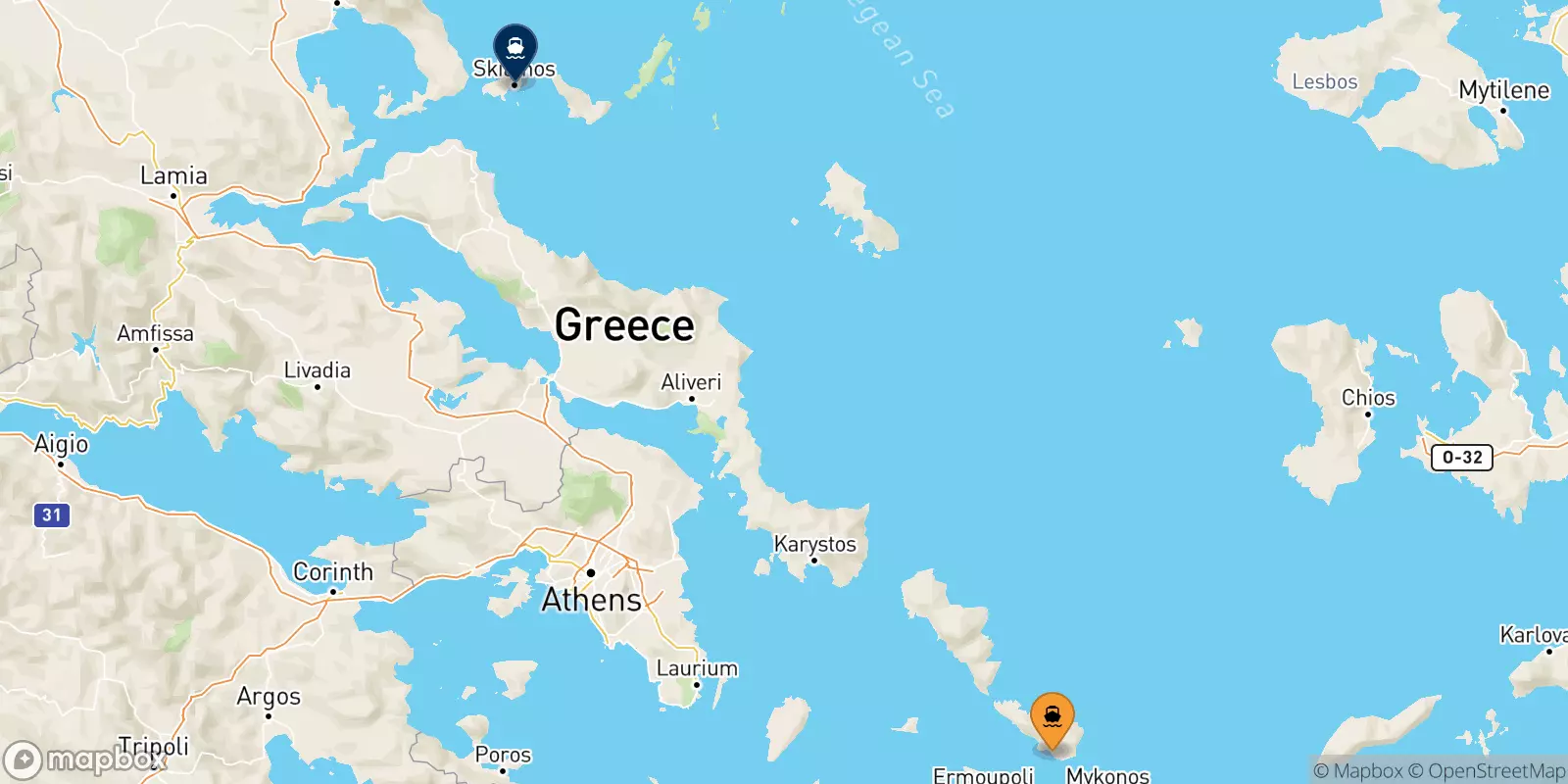 Ferries de Tinos a Islas Espóradas