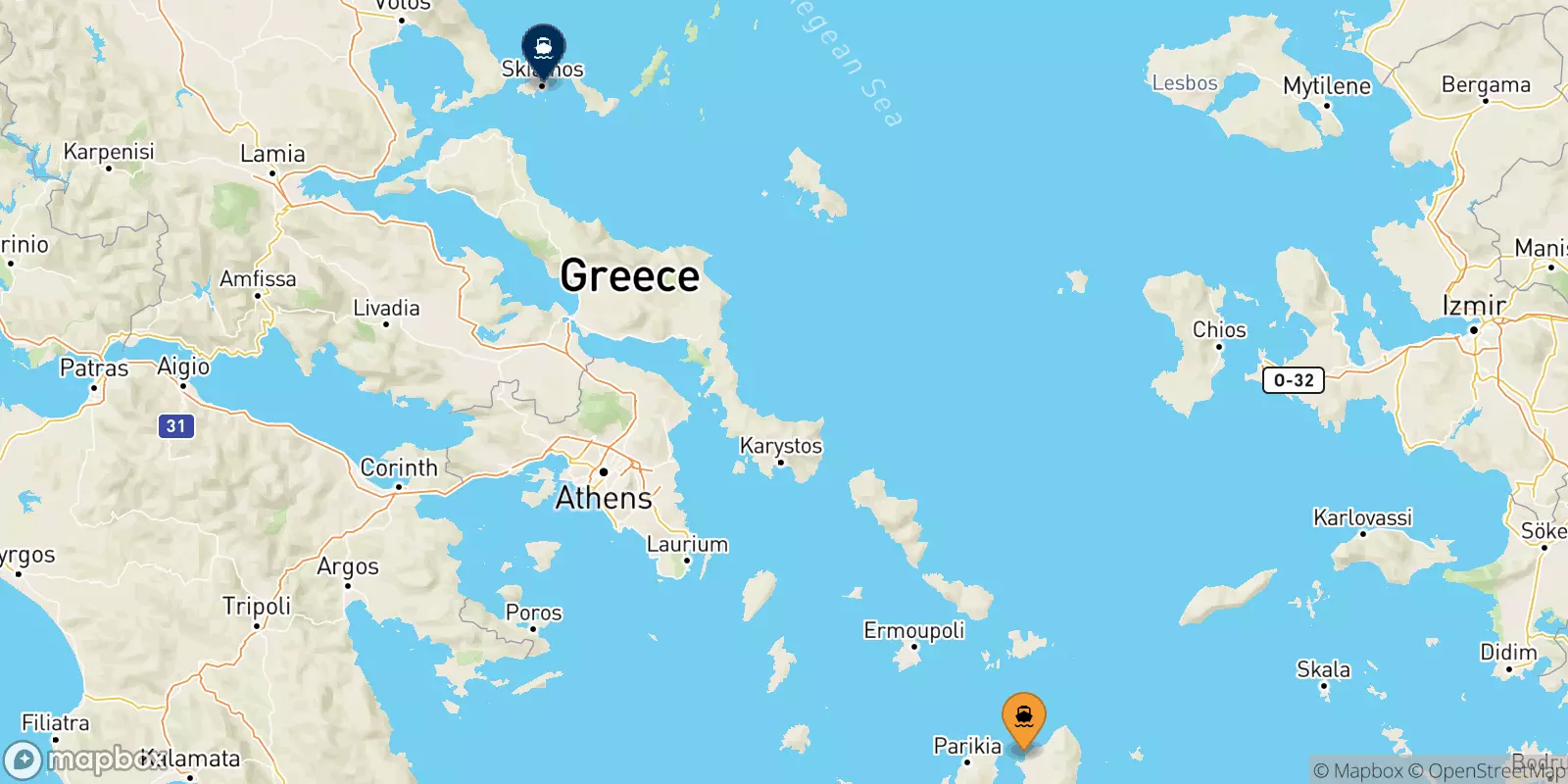 Ferries de Naxos a Islas Espóradas