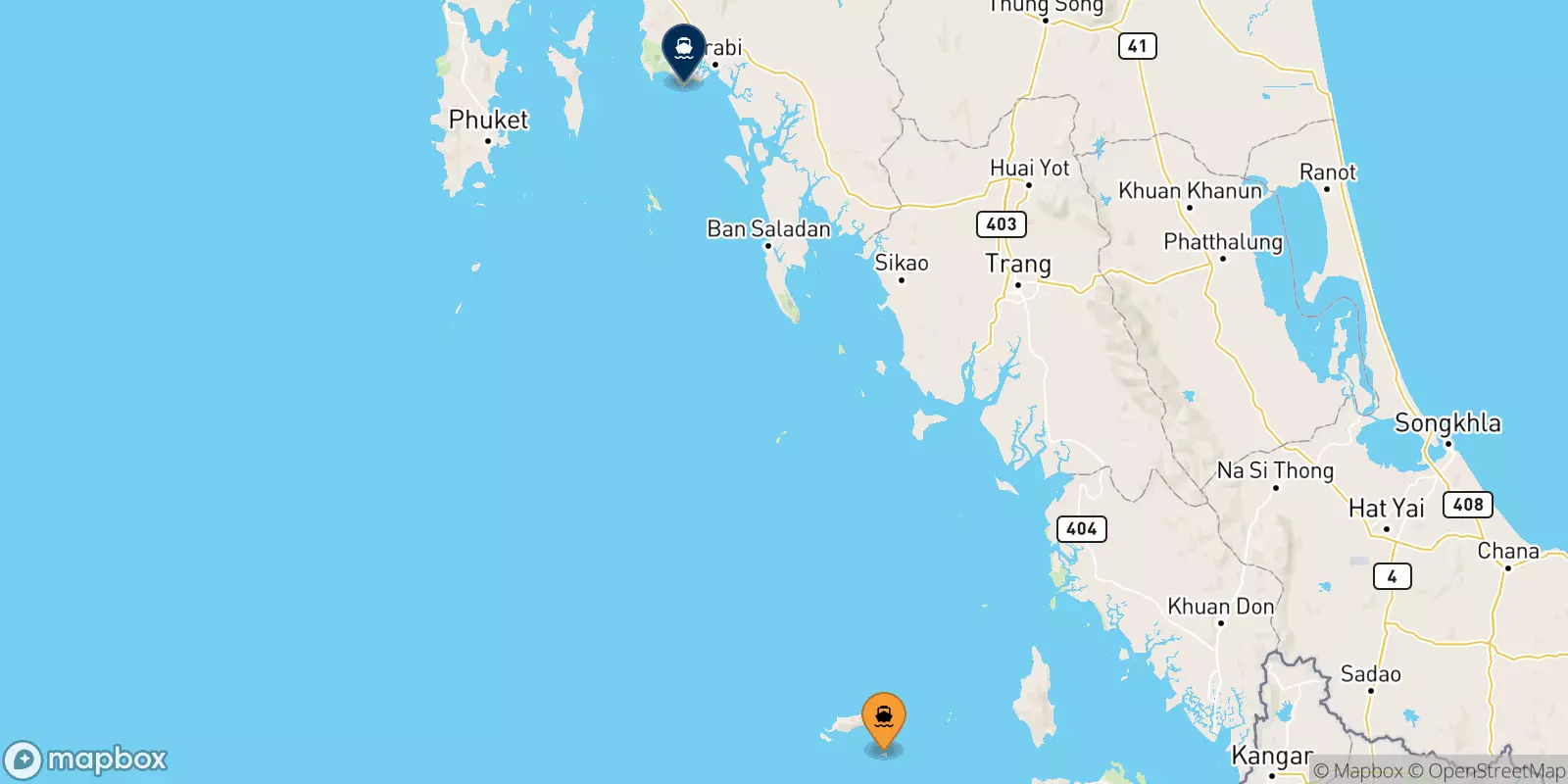 Ferries de Koh Lipe (Bundhaya Pier) a East Railay Bay Beach Floating Pier
